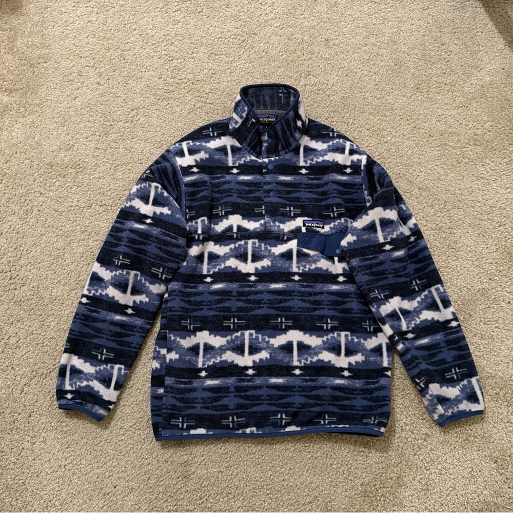 Patagonia Synchilla Snap-T Fleece Pullover Small Shepherd Knit Stone Blue